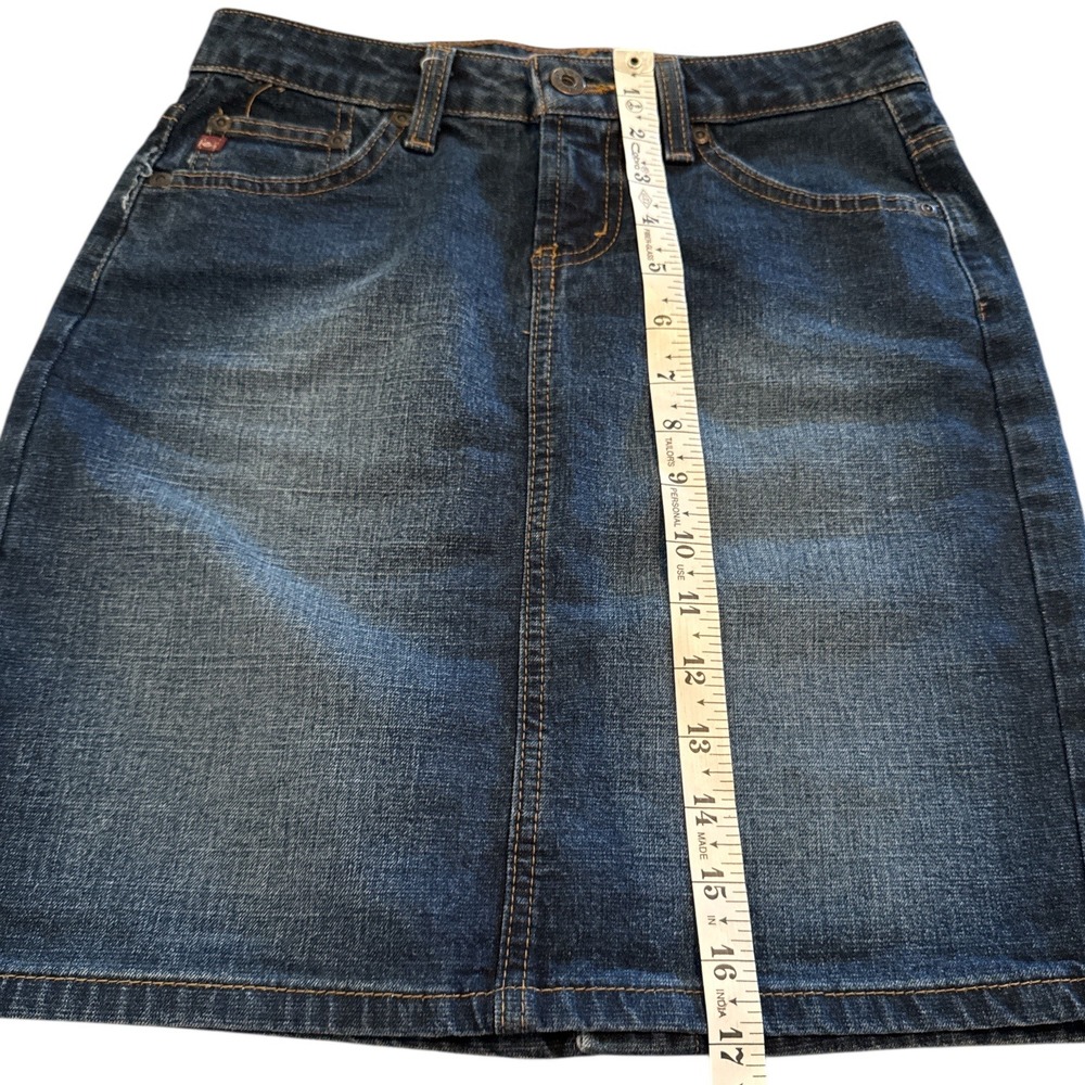 lei Womens Denim Mini Skirt Size 1 Blue Medium Wash Stretch Retro 80's - Picture 7 of 7